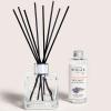 imageMAISON BERGER  Reed Diffuser Clear Glass Scented Bouquet  8 Black Reed Sticks 83 inches  Includes 100 Milliliters 34 Fluid Ounces Fragrance Refill Precious JasmineLavender Fields