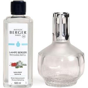 imageMAISON BERGER  Lampe Berger Fragrance Lamp Diffuser  Model Molecule  73 inches White  Catalytic Odor Eliminator for Home Kitchen Bathroom  Festive Fir Fragrance 500ml Included