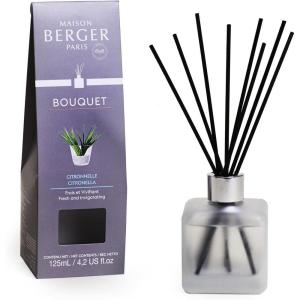 imageReed Diffuser  Cube  Clear  Scented Bouquet with Reed Sticks  Prefilled with Lampe Berger Fragrance  125 Milliliters  42 Fluid Ounces CitronellaCitronella