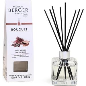 imageReed Diffuser  Cube  Clear  Scented Bouquet with Reed Sticks  Prefilled with Lampe Berger Fragrance  125 Milliliters  42 Fluid Ounces CitronellaLand of Spices