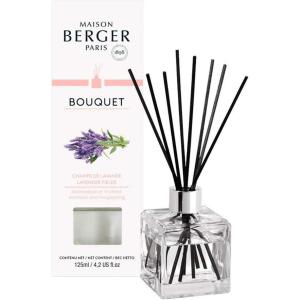 imageReed Diffuser  Cube  Clear  Scented Bouquet with Reed Sticks  Prefilled with Lampe Berger Fragrance  125 Milliliters  42 Fluid Ounces CitronellaLavender Fields