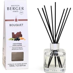 imageReed Diffuser  Cube  Clear  Scented Bouquet with Reed Sticks  Prefilled with Lampe Berger Fragrance  125 Milliliters  42 Fluid Ounces CitronellaMystic Leather