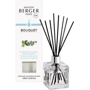 imageReed Diffuser  Cube  Clear  Scented Bouquet with Reed Sticks  Prefilled with Lampe Berger Fragrance  125 Milliliters  42 Fluid Ounces CitronellaNew Fresh Eucalyptus