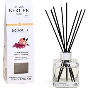 imageReed Diffuser  Cube  Clear  Scented Bouquet with Reed Sticks  Prefilled with Lampe Berger Fragrance  125 Milliliters  42 Fluid Ounces CitronellaRhubarb Radiance