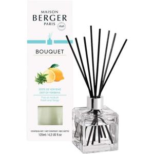 imageReed Diffuser  Cube  Clear  Scented Bouquet with Reed Sticks  Prefilled with Lampe Berger Fragrance  125 Milliliters  42 Fluid Ounces CitronellaZest of Verbena