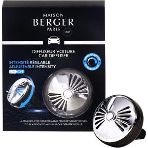 imageMAISON BERGER  Adjustable Refillable Car Air Freshener Vent Clip Diffuser Set  175quot Diameter x 125quot Depth  Made in France OnOff Flash  Gun MetalOnOff Flash  Gun Metal