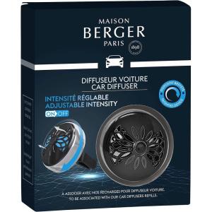 imageMAISON BERGER  Adjustable Refillable Car Air Freshener Vent Clip Diffuser Set  175quot Diameter x 125quot Depth  Made in France OnOff Flash  Gun MetalOnOff Flower  Gun Metal