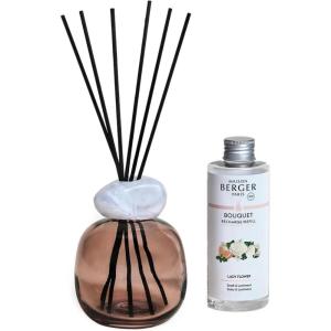 imageMAISON BERGER  Reed Diffuser  Model Mineral  Scented Bouquet with 6 Reed Sticks  315 x 315 x 945 inches  6 Fluid Ounces Lampe Berger Home Fragrance Bottle Blue White  Pure White TeaPlum White  Lady Flower