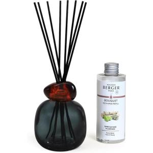 imageMAISON BERGER  Reed Diffuser  Model Mineral  Scented Bouquet with 6 Reed Sticks  315 x 315 x 945 inches  6 Fluid Ounces Lampe Berger Home Fragrance Bottle Blue White  Pure White TeaBlack Amber  Wilderness