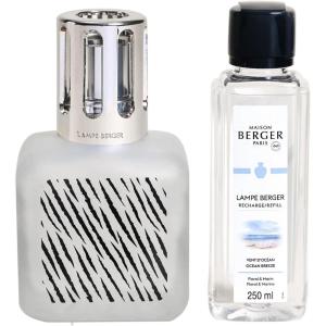 imageMAISON BERGER Lampe Berger Giftset Ice Cube  Home Fragrance Diffuser  Perfuming  55 x 3 x 3 inches  Made in France  Includes Fragrance Ocean Breeze 845 Fluid Onces  250 milliliters ZebraZebra